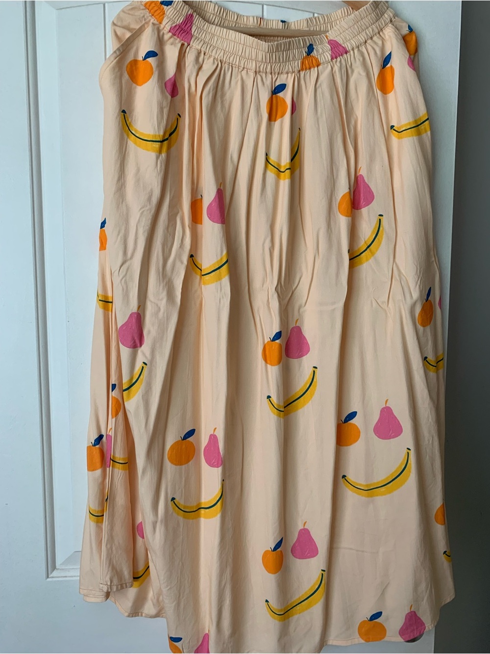 Women’s Cream Maxi Skirt with Fruit Print